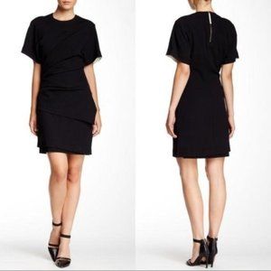 Helmut Lang Black Short Sleeve Layered Sheath Dress
